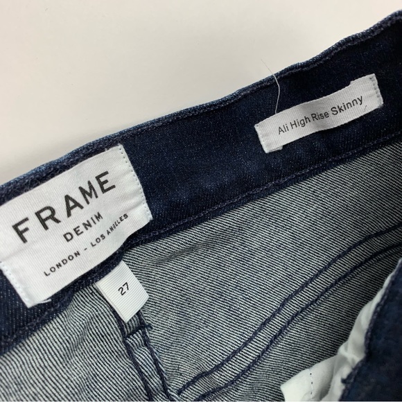 Frame Denim All High Rise Skinny Jeans with Asymmetric Slit Hem Sz 27 - Picture 9 of 11